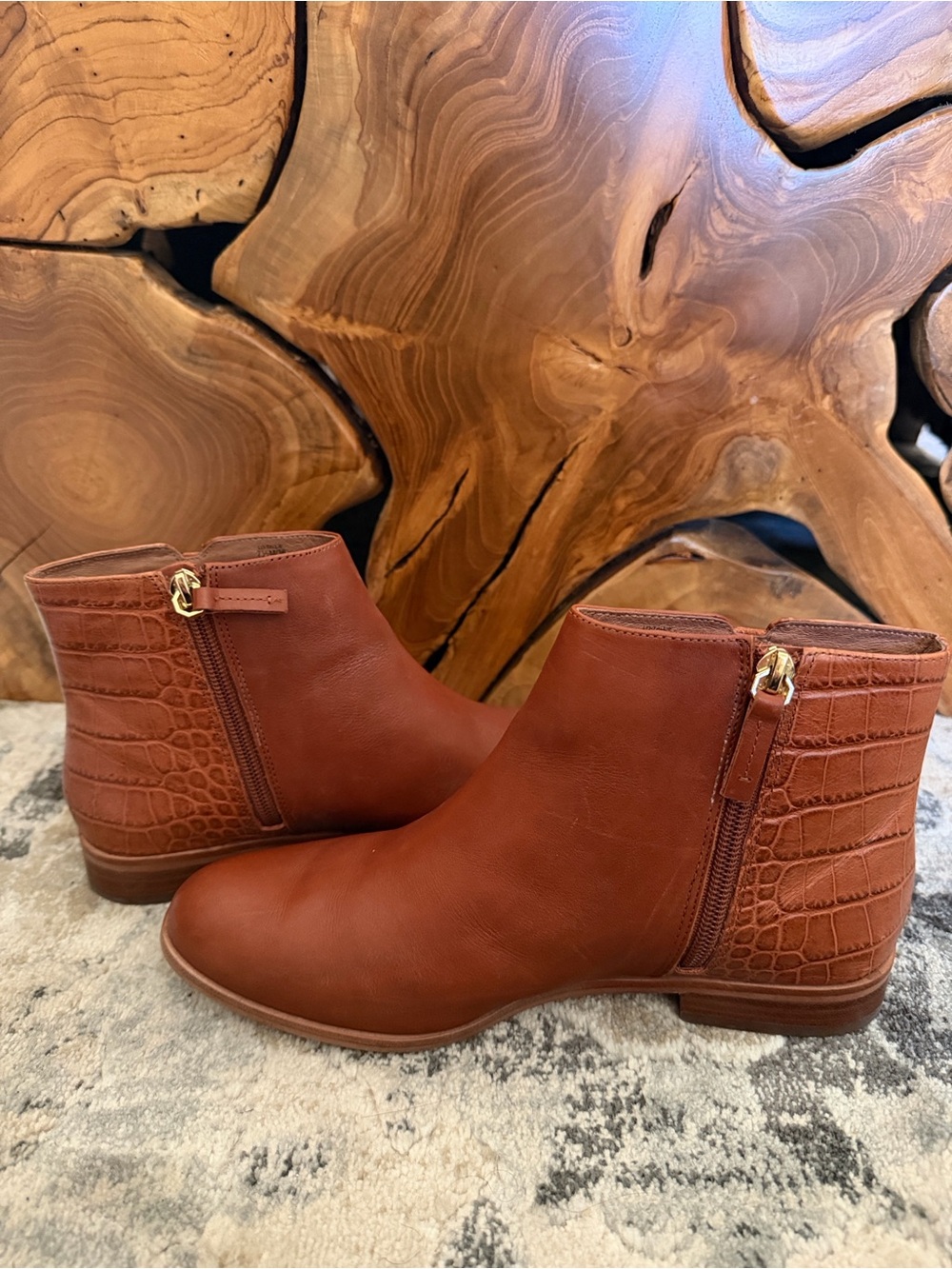 Louise et Cie Women's Brown Croc-Detail Ankle Boots